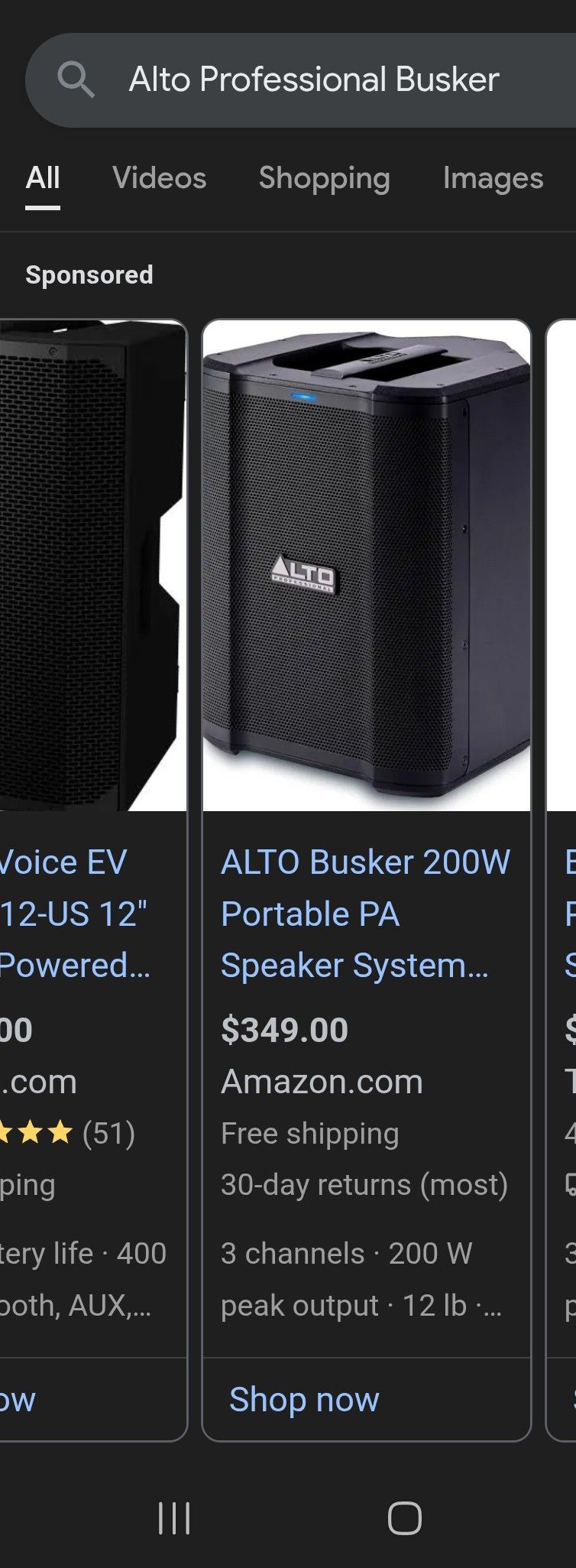 ALTO Busker 200W Portable PA Speaker System with Rechargeable Battery, Bluetooth, 3-Channel Mixer, Alesis FX, App Control, USB Charging