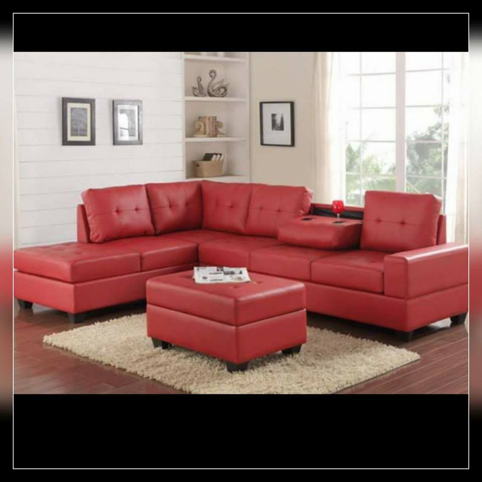 New Sectional With Storage Ottoman