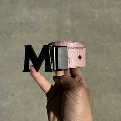 Reversible Soft Pink Mcm Belt 