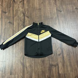 Nike Black Jacket with Gold and White Stripes  