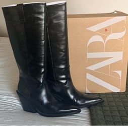 Zara western knee high boots