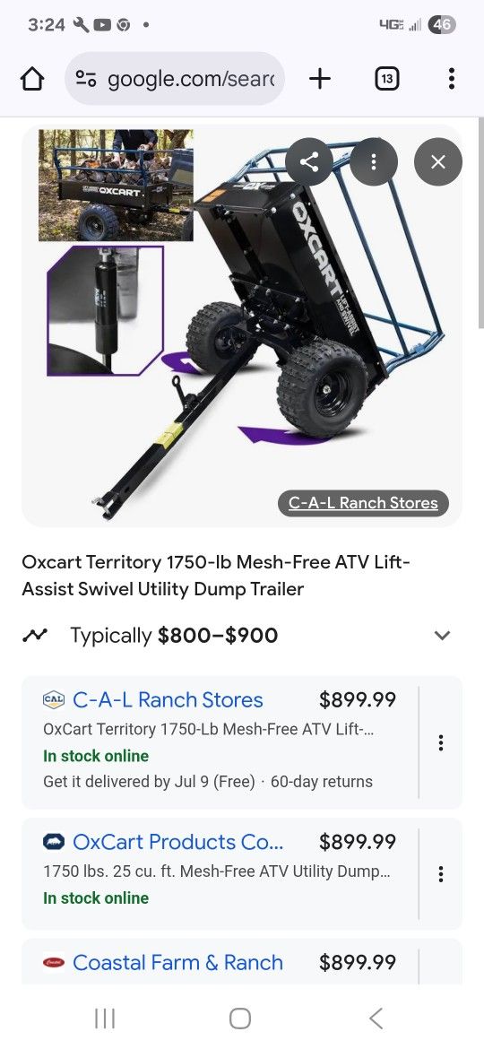 OXCART 25 CU FT STEEL DUMP CART!!! NEW