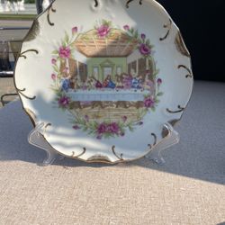 Last Supper 18kt Gold Trim Plate Vintage
