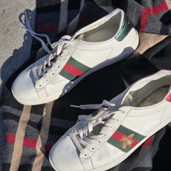 Authentic Gucci Ace Bee Size 37 1/2 White Women's Sneakers