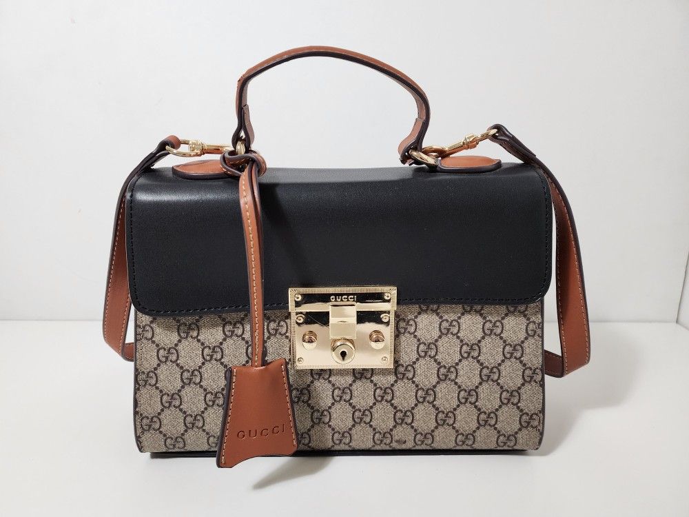 Gucci GG Supreme Padlock Top Handle Tote Bag and Shoulder Bag