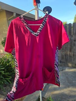 Pink nurse scrub top