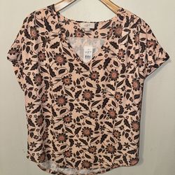 Floral Top Beige Brown NEW