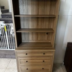 72" Tall Bookcase Large Display Book Case Shelf with 3-Tier Open Book Shelfs, 3 Tier Farmhouse Style Bookshelf with 3 Drawers, Wood Bookshelves for Li
