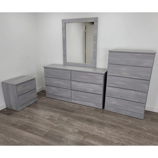 Furniture Set (Dresser whit Mirror, Chest and Night Stand) ⭐️ Juego de Muebles (Comoda con Espejo, Gabetero y Mesa de Noche)
