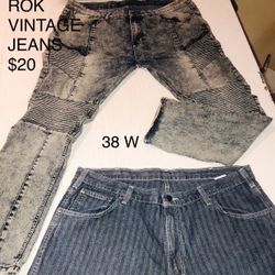 Men’s Jeans Size 38’s W ROK Handcrafted Designer Vintage & Dickies Jean shorts-PRICE ON PHOTO 