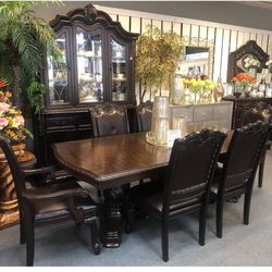 Kiera Brown Formal Dining Set / Dining table and Chairs 