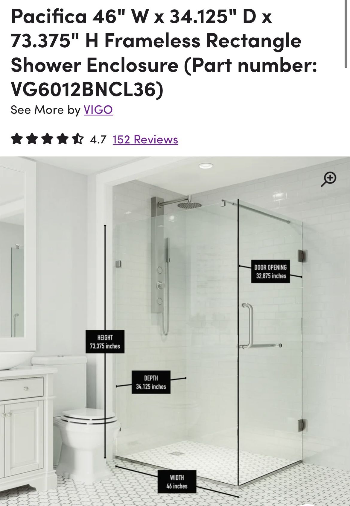 Brand New Vigo Shower Enclosure