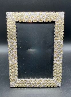 4x6 Yellow & White Rhinestone Picture Frame