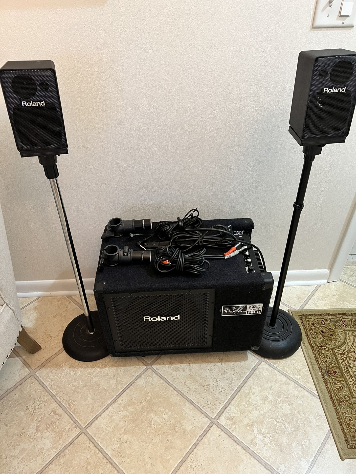 Roland PM-3 Professional Drum Amp PA Monitor Speakers