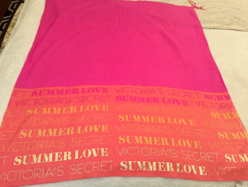 Victoria's Secret Sexy Swim Beach Cover-up Wrap Logo Beaded Pink/Orange OS NEW