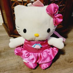 Hello Kitty Sanrio Plush Backpack Pouch 2004 Pink Skirt Straps Ballerina 15”