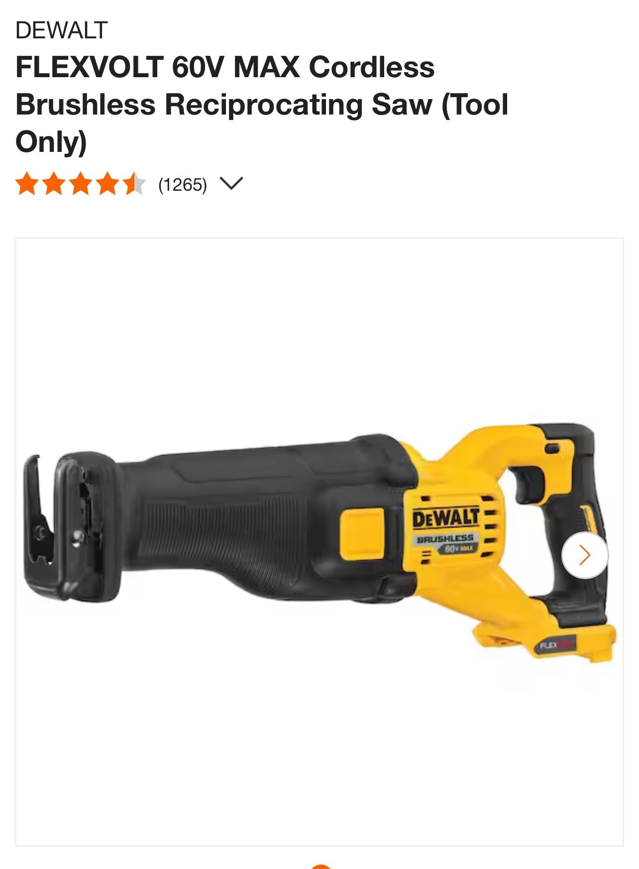 DEWALT FLEXVOLT 60V MAX Cordless Brushless Reciprocating Saw (Tool Only),All Products : American Fashion Style Bags On Sale