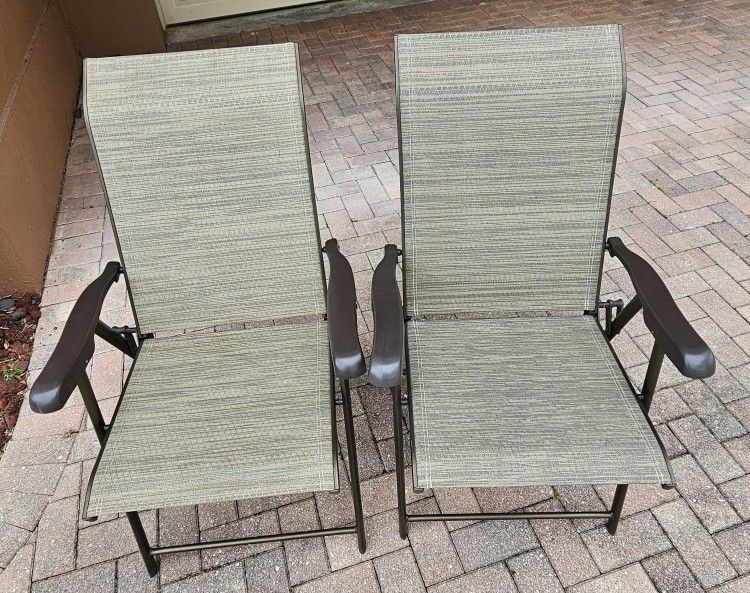 Folding Rattan Metal Chairs Set Of Two