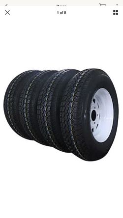 2-Pk Radial Trailer Tire & Rim ST175/80R13 13" Load C 5 Lug White Spoke $220 no lowball