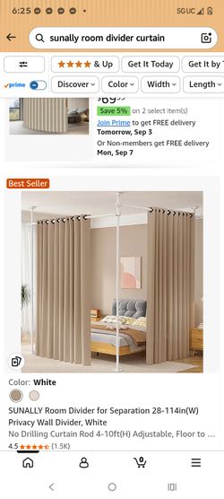 SUNALLY Room Divider Curtain with Tension Rod