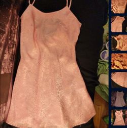 NWT Pink Satin Chemise Nighty with Floral Pattern Small