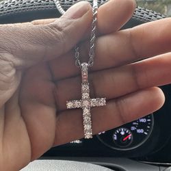 Stamped 925 Sterling Silver CZ Iced out Diamond cross pendant Stamped 925 Silver Pendant 