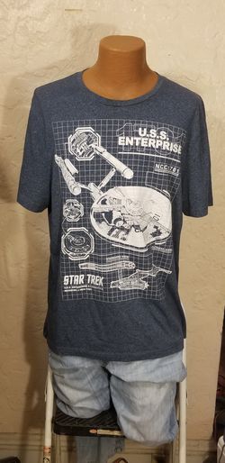 Star Trek U.S.S. Enterprise Mens Schematic Designs Blue Heather T Shirt Sz 2XL