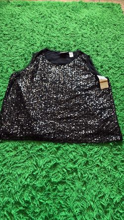 Black Sequin Sleeveless Top with Tags