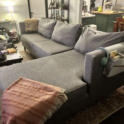 113” Grey Jerome’s Couch With Left Side Lounger