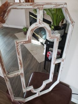 Shabby chic ornate paned mirror