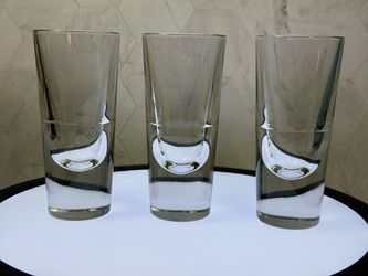 Set of (3) Gorgeous Vintage Carlo Moretti, Clear  Italian Crystal Cocktail 'Bullet' Shot Glasses  with 1oz. Measuring Line. Stamped Italy. Excellent C