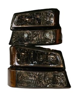 LA Zona Auto Parts 2003 to 2006 Chevrolet Silverado Avalanche smoked headlights Luces Mica Calavera Faro Ahumados