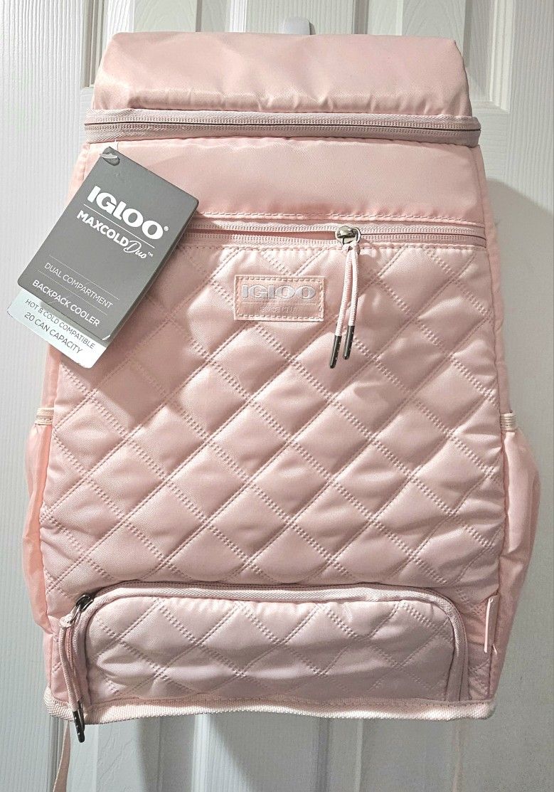 New Pink traveling hiking igloo backpack 20+ can cooler lots of pockets extra storage compartment
