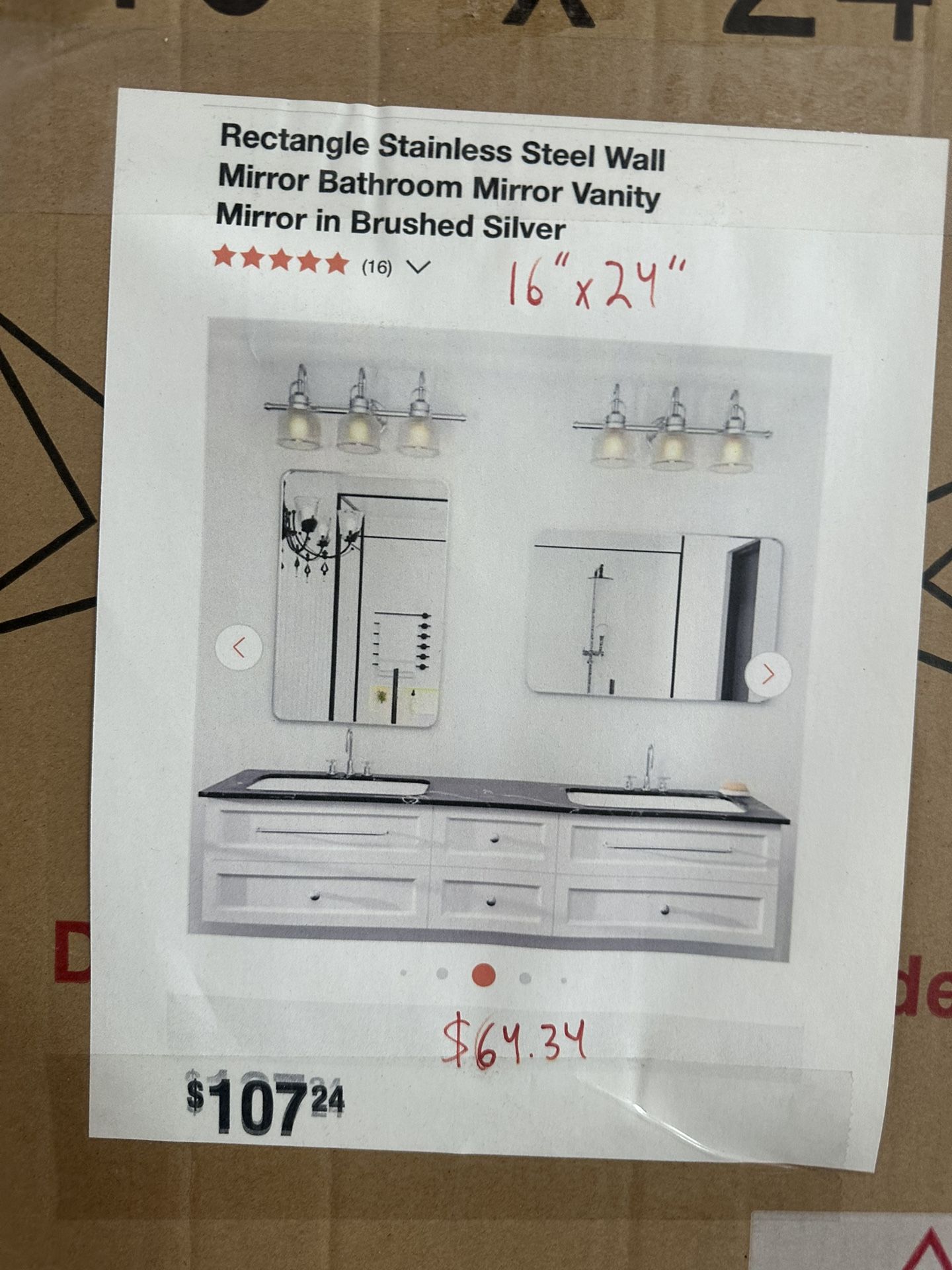 Vanity Mirror 16 x 24 in - Brushed Silver