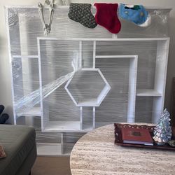 White Geometric Bookshelf Bookcase