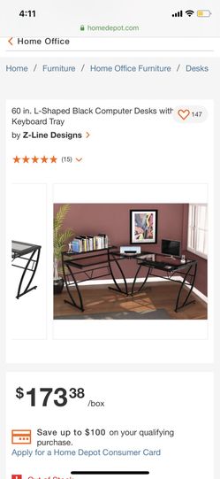 60 in. L-Shaped Black Computer Desks with Keyboard Tray
