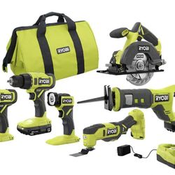 Ryobi  6 Pice Tool Set With Batteries  And Charger