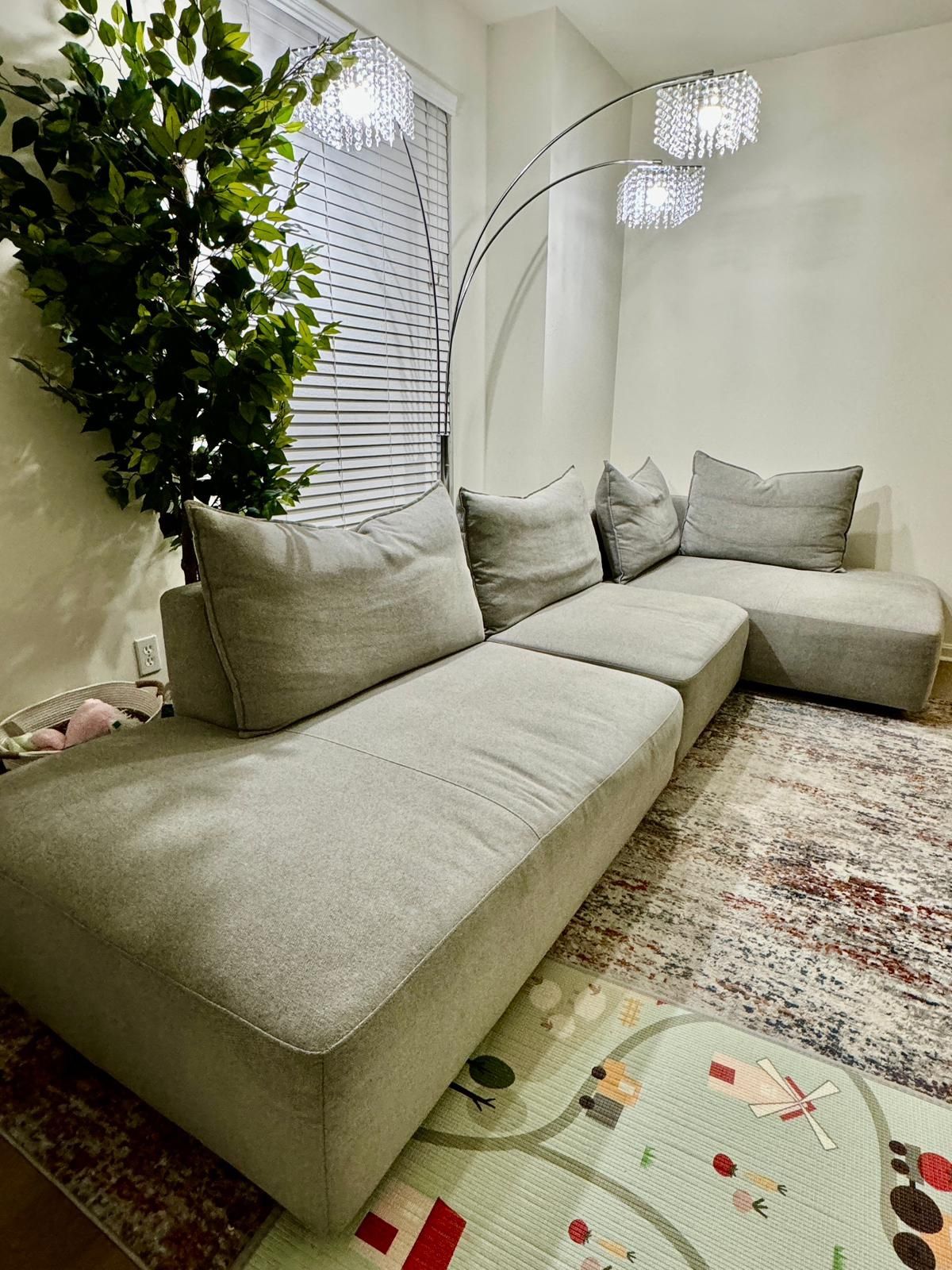 3 Piece Modular Sofa In Gray