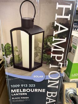Melbourne Black Dusk to Dawn Integrated LED Outdoor Solar Lantern Store SKU#