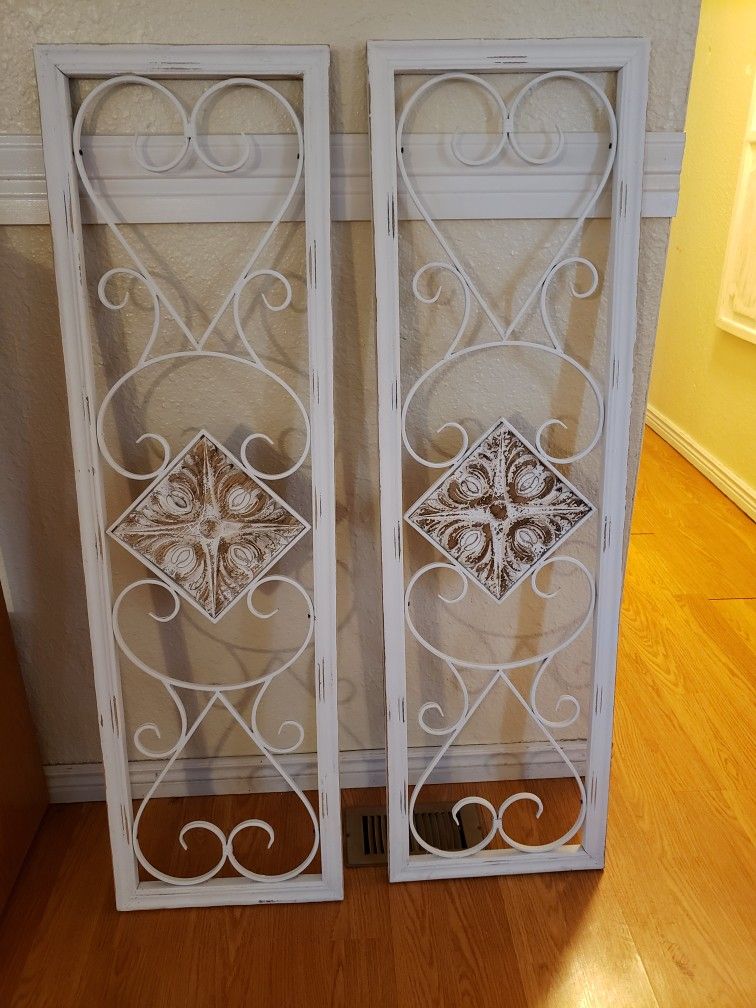 2 Beautiful Wood And Metal Wall Decor. 4Ft 4