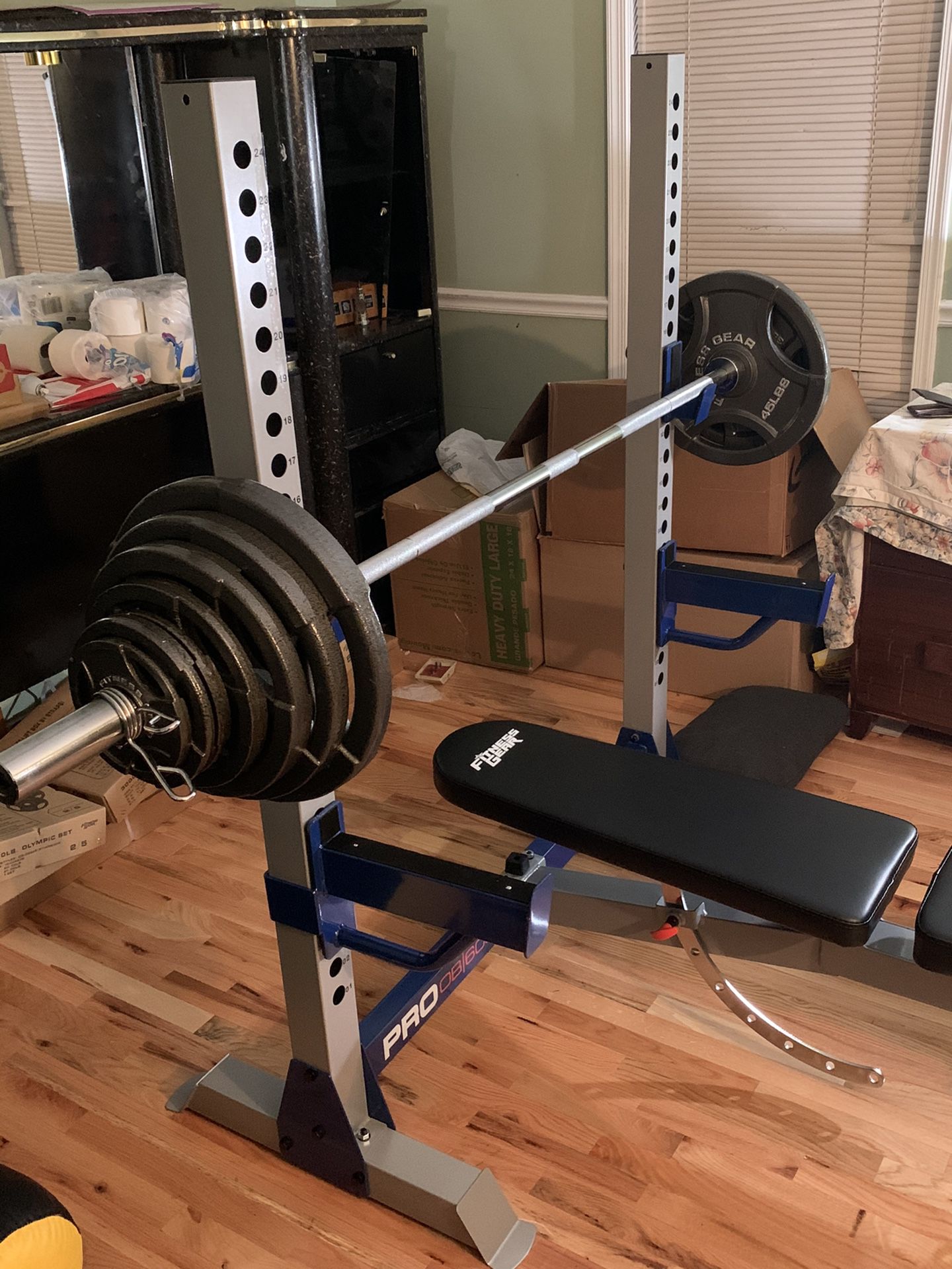 300Lbs Olympic Weight Set & Pro Weight Bench Combo