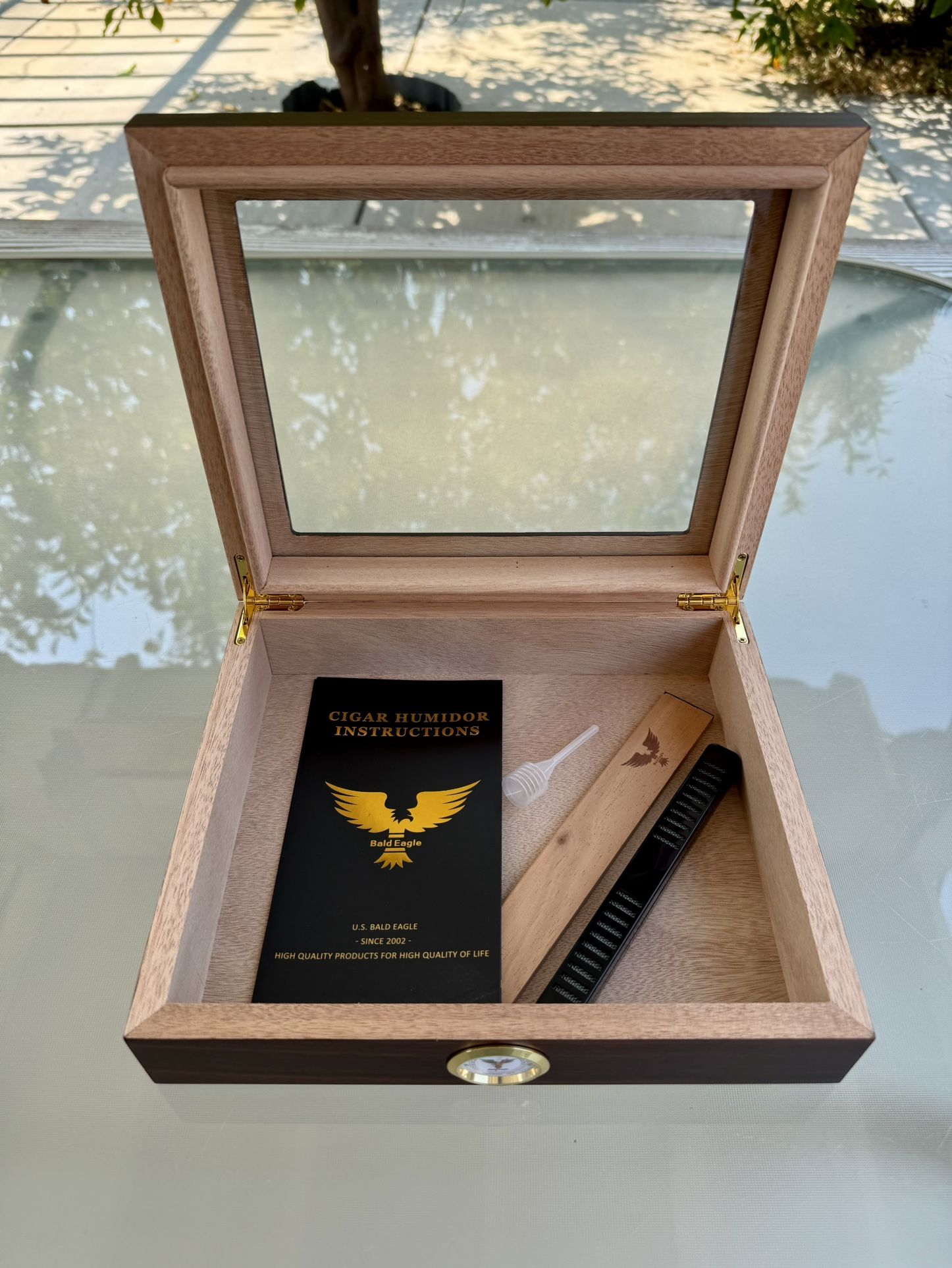 Bald Eagle Desk Top Wood Humidor 