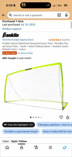 Portable soccer goal