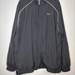 Nike Mens Vintage Sz XL Dri Fit Black White Lined Full Zip Windbreaker Jacket