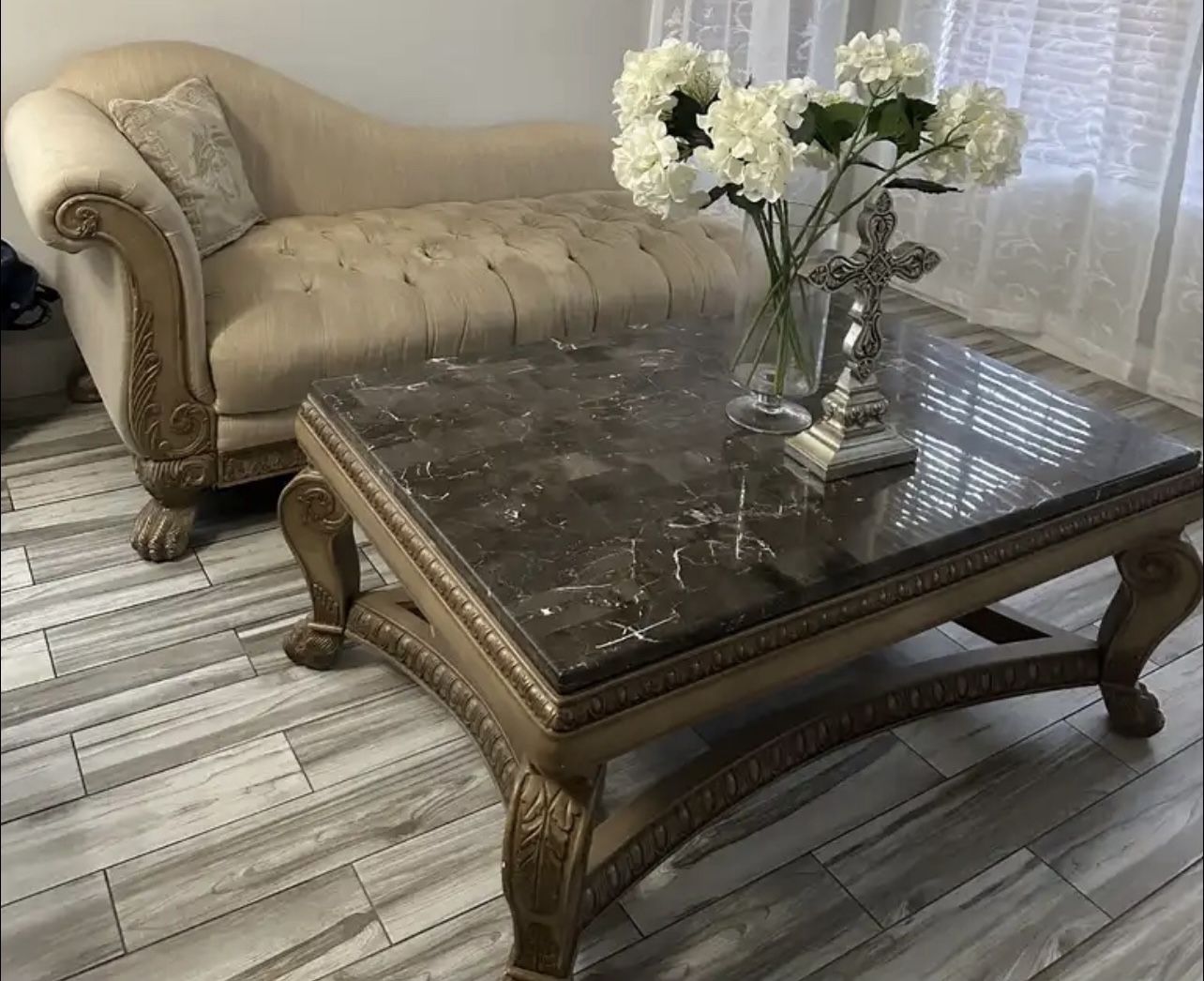 Italian Chaise and Coffee Table