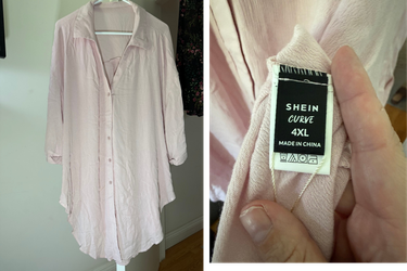 SHEIN Curve Light Pink Longline Button-Up Tunic – 4XL
