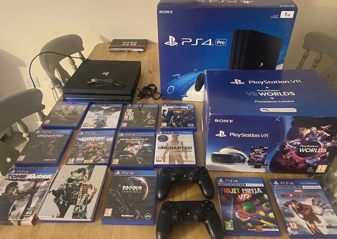 Sony Playstation Ps4 Pro 1tb Console Bundle With Games And Good