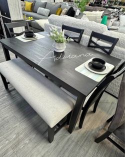 Gorgeous‼️6-Pc Charcoal Dining Table Set