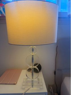 White lamp with glass stand