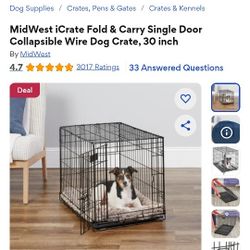 MidWest iCrate fold&carry single door collapsible dog crate 30 inch